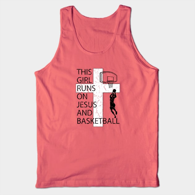 Women's Girl's Basketball Christian Jesus and Basketball Cross In Jesus Name Tank Top by TeeCreations